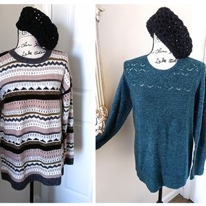 NWT 2-LOFT Pointelle knit Sweaters